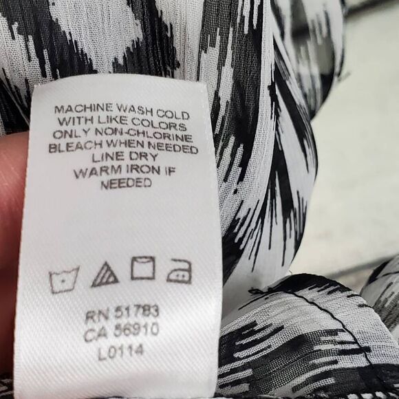 Maurices L/XL Black White Aztec Print Kimono Cardigan Beaded Trim Sheer Lightwei - Picture 7 of 9